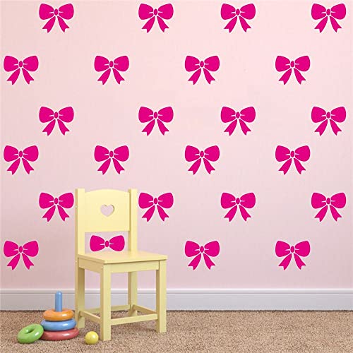 Anfrjji Bowtie Wall Decals - 24 Pcs Pink Ribbons Stickers For Kids Room Decor - Removable Pvc Vinyl Bow Tie Wall Decal - Lovely Little Bows Sticker For Princess Girl Bedroom - Blush Color Jwh186 (Blush 4"X 4" Inch) #TOP6