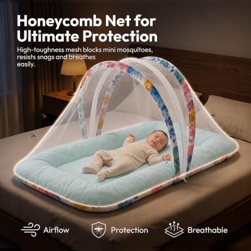 Image of StarAndDaisy 3 in 1 Baby Mosquito net for Sleeping, Mosquito net for Newborn Baby with Washable Design, Soft and Comfortable Bed'