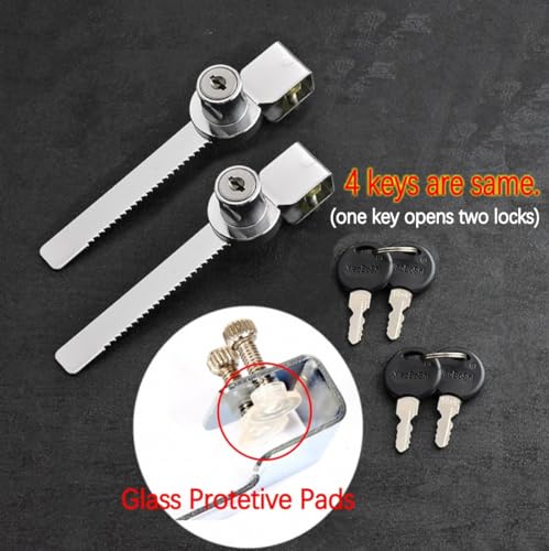 JZK 2X Sliding Glass Door Ratchet Lock with Same Key, Glass Display Cabinet Showcase Lock - Image 2