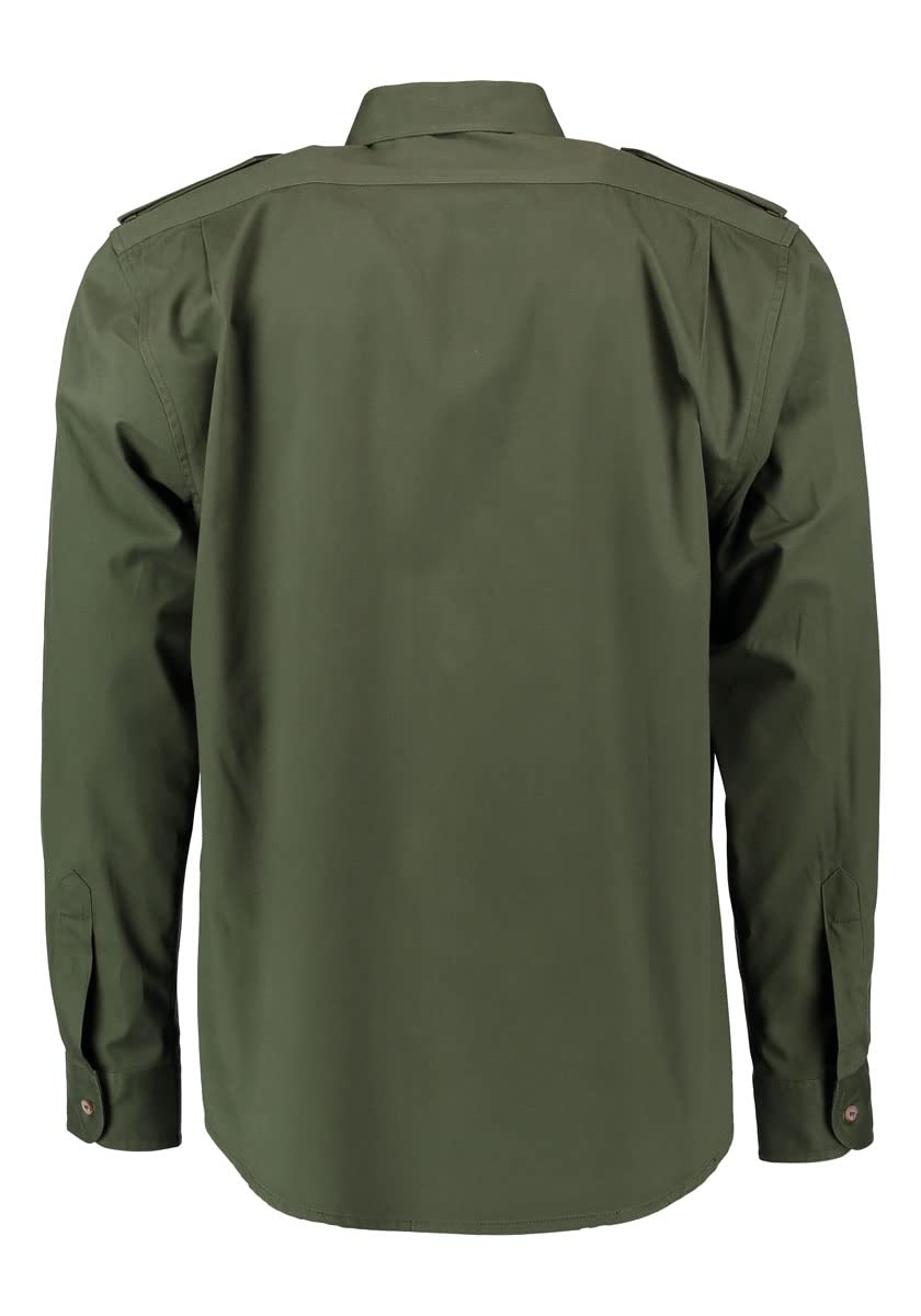 OS Trachten Camicia da uomo a maniche lunghe da caccia con colletto button-down Egapey