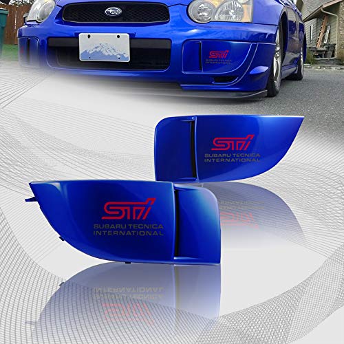 EPARTS Blue ABS Front Bumper Driving Fog Light Bezel Cover STI Decal Pair Compatible with 2004 2005 Subaru Impreza