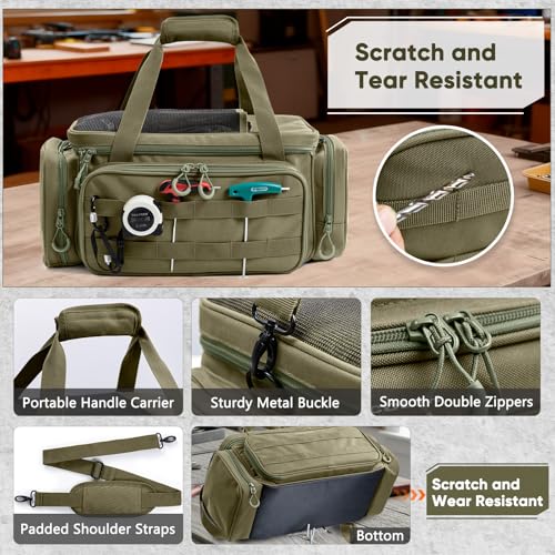 Image of Heavy Duty Tool Bag Organizer with Strong Magnets & Detachable Pouches, Tactical Tool Tote for Men, Multiple Pockets, Anti-Friction Bottom Utility Tool's Bag for Electrician,Mechanic