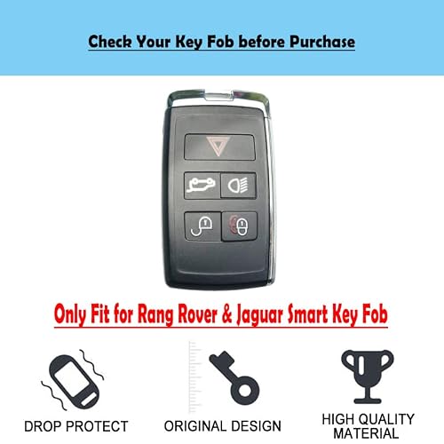 K LAKEY Land Rover Key Fob Cover,Compatible with Land Rover Jaguar Range Rover Evoque Velar Sport Discovery XE XF XJ F-Pace F-Type Remote Car KeyTPU Protective Case Holder Shell wih keychain Pink