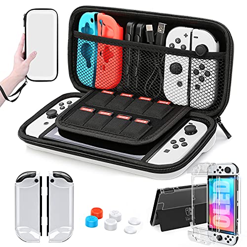 HEYSTOP Nintendo Switch OLED Tasche mit Dockable PC Hülle für Nintendo Switch OLED Modell Zubehör mit Schutzfolie und Daumenkappe für Nintendo Switch OLED Konsolen