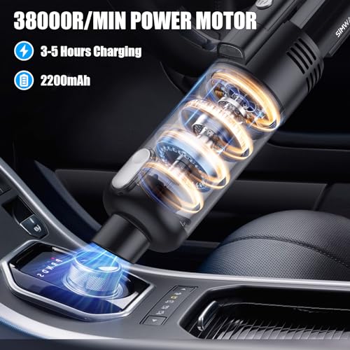 Image of Handheld Car Vacuum Cleaner Cordless: 9500PA Powerful Suction Portable Lightweight Hand Held Vacuum - Large Capacity Battery Last Long Wireless Mini Vacuum With LED Light For Home Office Cleaning