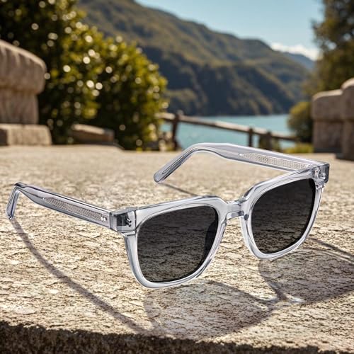 Image of AVAWAY Polarized Sunglasses for Men UV Protection, Square Acetate Frame Outdoor Driving Sun Glasses