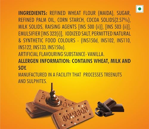 Image of BakeMate Bourbon Chocolate Flavoured Cream Biscuits - Pack of 3 | Bourbon Biscuits Family Pack | Chocolate Sandwich Biscuit | Crunchy Tea Time Snack for Chocolates Lovers | Biscuit for Kids & Adults