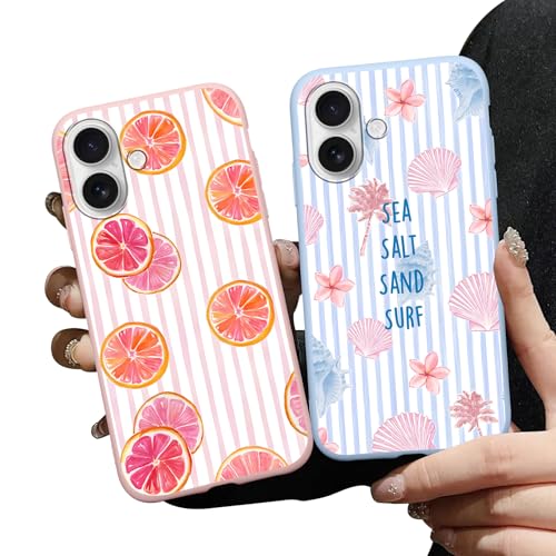 Coque iPhone 16 antichoc lot de 2 protection souple fleur et coquillage