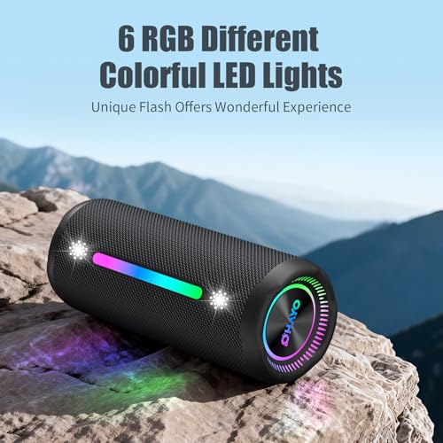 Bluetooth Speakers Wireless Loud Stereo Sound IPX7 Waterproof Outdoor Portable 25W Super Bass Speaker for Home Party Beach with 24H Playtime Colorful Lights BT5.3 TWS Pairing Birthday Gift Black - Image 5