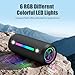 Bluetooth Speakers Wireless Loud Stereo Sound IPX7 Waterproof Outdoor Portable 25W Super Bass Speaker for Home Party Beach with 24H Playtime Colorful Lights BT5.3 TWS Pairing Birthday Gift Black