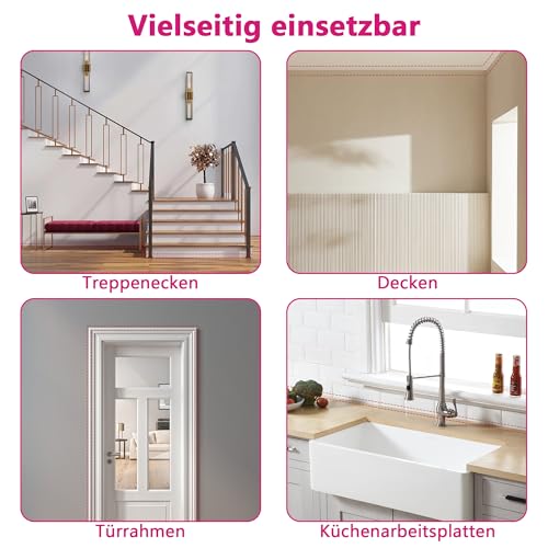 5 M Flexible Zierleisten Selbstklebend: Deckenleisten Selbstklebend 9mm x 12mm für Wandkanten Fliesenkanten (Weiß)