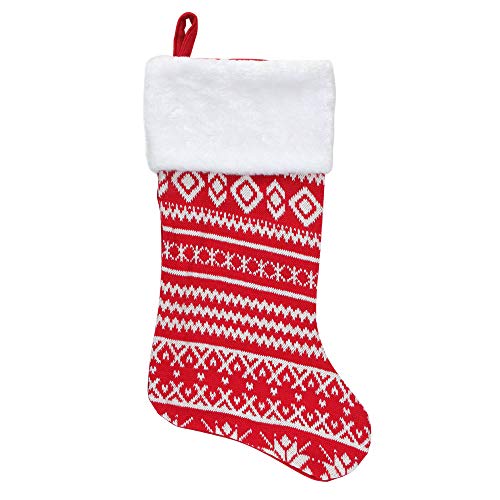 Northlight 22" Red And White Rustic Lodge Knit Christmas Stocking With Cuff #TOP4
