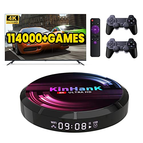 Kinhank Super Console X Max 256G Retro Game Console Built-In 114000+ Classic Game Android 9.0/Emuelec 4.5/Coree System, 4K Uhd Output, Support 2.4G/5G, 2 Wireless Controllers #TOP17