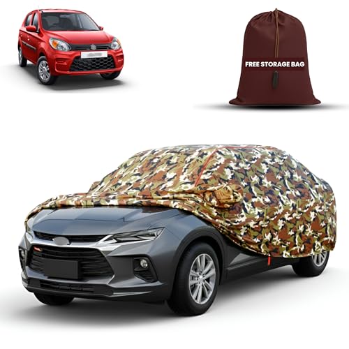 Image of MORNYRAY Car Cover for Maruti Suzuki Alto 800 | Fully Waterproof Car Body Cover | with Mirror & Antenna Pocket | Dustproof, Windproof & Anti-Scratch Lining, Camouflage