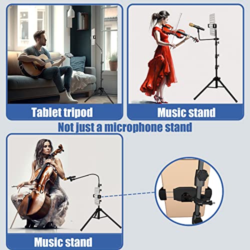 Kereal MM Microphone Stand Tripod,Gooseneck Mic Stand Adjustable Height From 21 Inch To 75", Multifunction Portable Mic Floor Stand With Tablet Holder,Two Mic Clips For Singing, Studio, Stage, Karaoke thumb #3