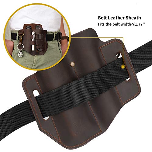 VIPERADE PJ13 Plus Multitool Sheath for Belt, EDC Pocket Organizer for Men, EDC Sheath with Key Holder, Flashlight Holder, Pen Holder, Multitool Leather Sheath for Leatherman (Plus-Black)