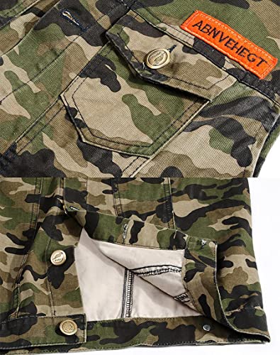 Image of ebossy Men's Ripped Distressed Denim Vest Sleeveless Button Up Jean Vest Jacket (Large, Camouflage)