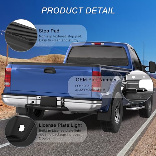 KUIPERAUTO Chrome Rear Step Bumper Assembly Compatible for 1997-2003 Ford F150 (STRAIGHT BED)/ 1997-1999 F-250/2004 Ford F-150 Heritage FO1103101 Steel Complete Back Bumpers by KUIPERAUTO - Image 3