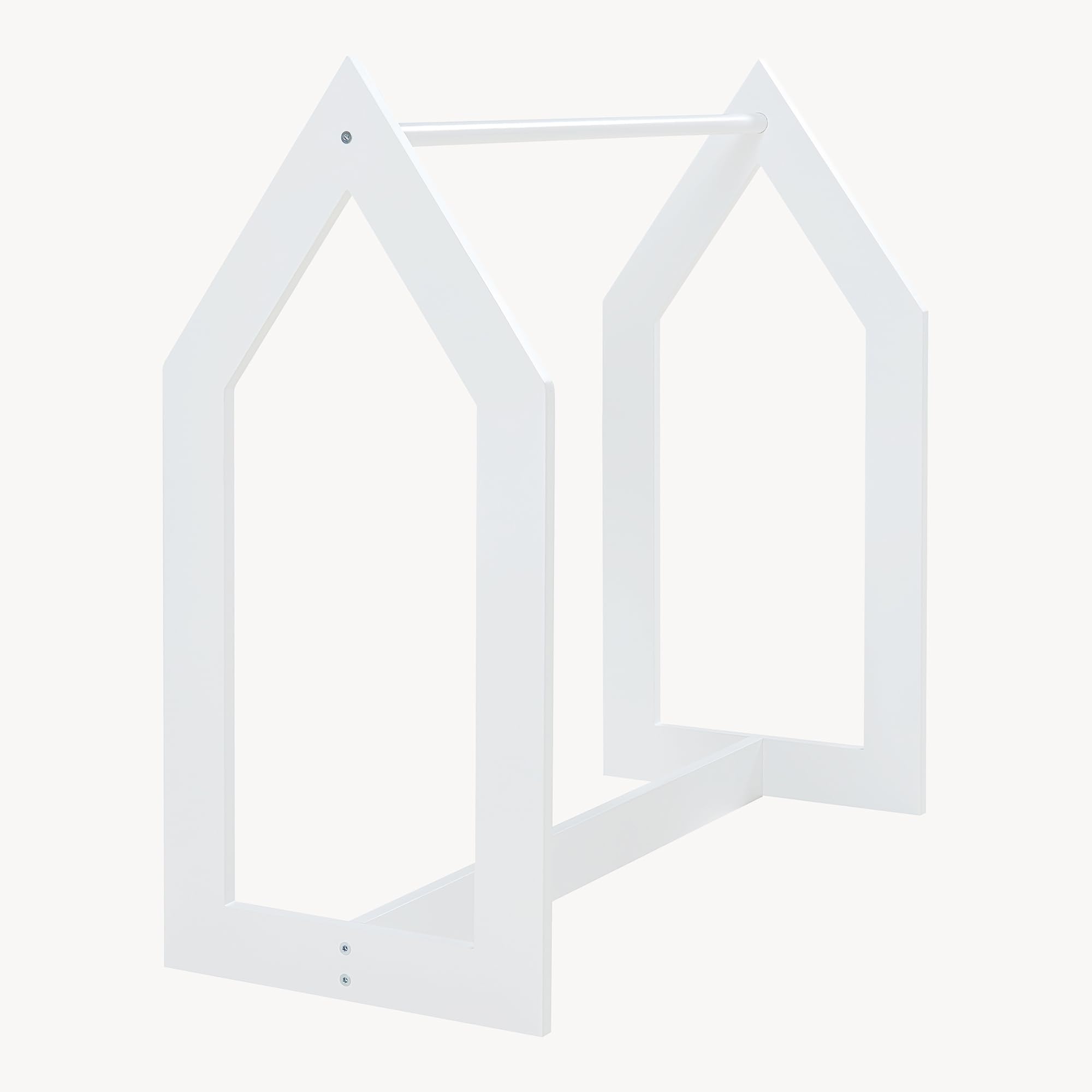 [en.casa] Portant à Vêtements pour Enfant Garde-Robe Ouvert avec Barre de Penderie Forme Cabane MDF 78 x 75 x 35 cm Blanc Effet Bois