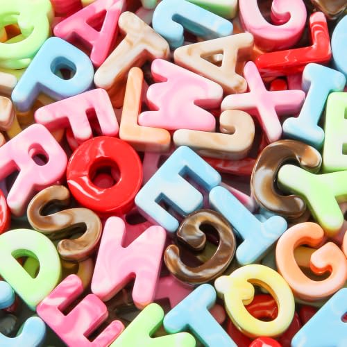 BERMRO 133Pcs/400Gram Large Letter Beads Big Chunky Letter Bead A-Z Acrylic Alphabet Bubble Beads for Paracord Bead Bag Charm Keychains Crafts Education Leaning (Color Cloud)