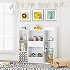 UTEX Multifunctional Bookcase with 8 Cubbies and Bins, Open Bookshelf Organizer Display Stand, Large Toy Storage Cabinet for Kids Room, Classroom, Nursery, White #1