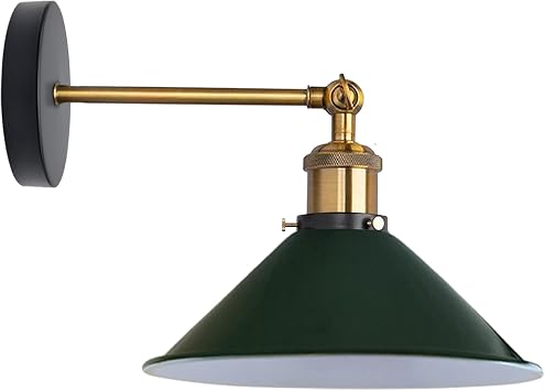 LEDSone Industrial Metal Adjustable Wall Sconce Green E27 Wall Lamp Modern Indoor Light Fixture for Bedroom Hallway Living Room Cafe Bar Kitchen Wall Lights