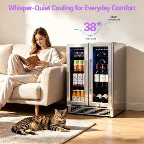Image of 24 Inch Dual Zone Wine and beverage Refrigerator, Holds 90 Cans & 21Bottles