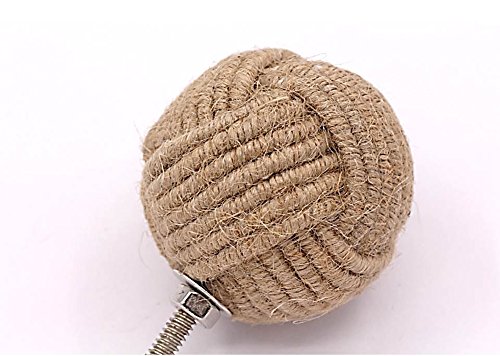 Rii 6 Rope Doorknobs Nautical Twisted Decorative Jute, Rustic Rope Knot Drawer Pull And Push, Furniture Handles/Knobs, Cabinets, Wardrobes, Cupboards, Drawer, Nautical Hardware Décor, 2" #TOP3