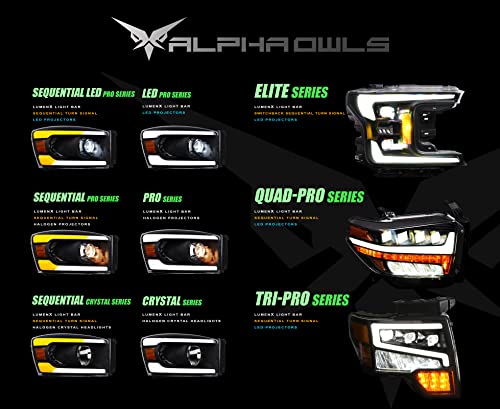 Alpha Owls 7180116 Quad-Pro Series Full LED Projector Headlights With White LED Light Bar & Sequential Signal - Black Amber Fits 2007-2013 Toyota Tundra / 2008-2017 Sequoia Halogen Models by Alpha Owls - Image 8