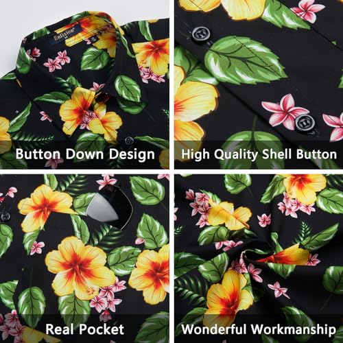 Image of Enlision Men's Hawaiian Shirt Short Sleeve Casual Summer Beach Aloha Shirt Floral Button Down Tropical Hawaii Shirts