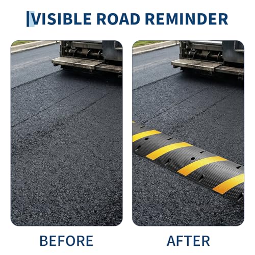 Image of 6ft Rubber Speed Bump 72 inch Speed Bumps for Driveway 2Pack