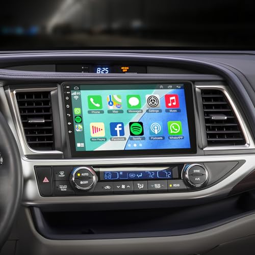 8 Core 6GB+128GB Car Radio for Toyota Highlander 2014-2019, 10.1 Inch QLED Touch Screen Car Stereo with Carplay&Android Auto,WiFi,GPS Navigation,Bluetooth,FM&AM Radio,Android 15