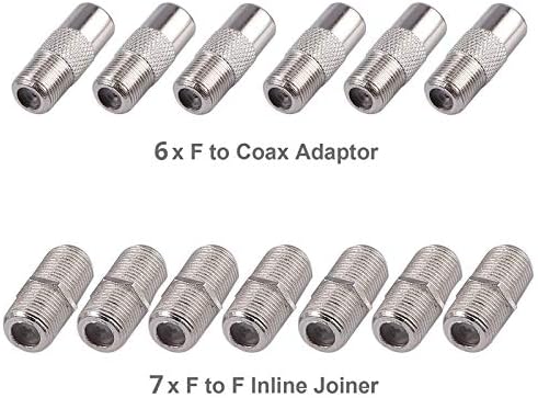 Justech 6 Way Satellite Splitter F Type Splitter Coax Cable Splitter 5-2500MHz with 1.5m Coax Cable F Plugs for Sky Box Telewest Eurovox Starview Dreambox