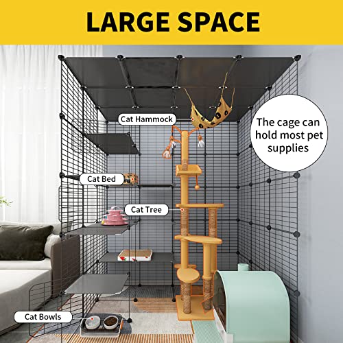 Oneluck 5-Tier 69 Inch Large Cat Cages Diy Cat Playpen Detachable Metal Wire Kennels Cat Crate Exercise Extra Place Ideal For 1-2 Cat #TOP2