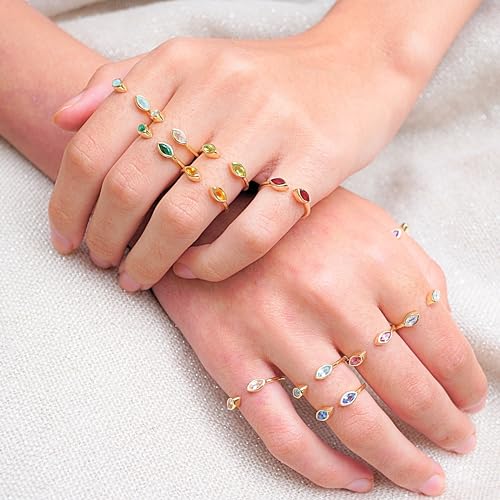 Abshel Ruby Rings, 18K Gold Rings For Women Teen Girls That Don'T Tarnish thumb #8