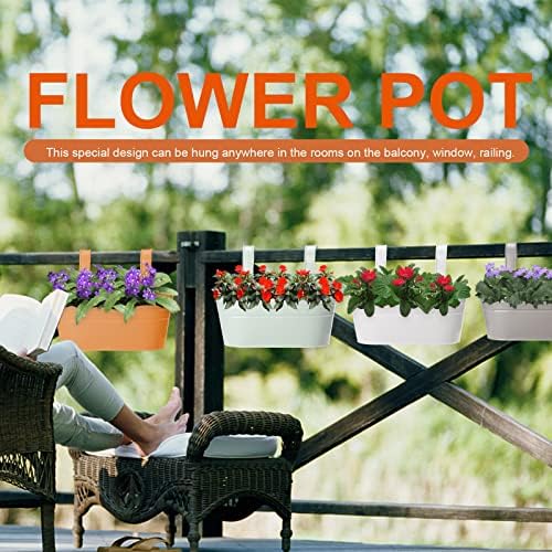NIUXICH 4pcs Metal Iron Pots with Dual Detachable Hook, Wall Hanging Planter Bucket Flower Holders,for Railing Fence Balcony Garden Home Decoration