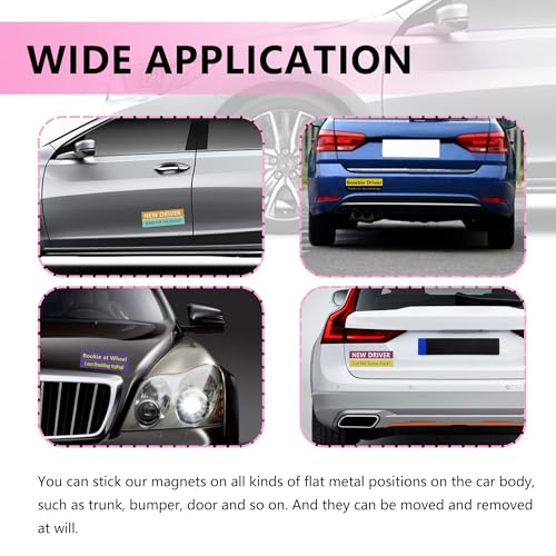 Image of 4PCS Student Driver Magnet for Car,Removable Strong Magnetic New Driver Magnet for Car,Universal Reflective Safety Warning Student Driver Sticker Magnet for Car Bumper Trunk
