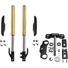 630mm Motorcycle Front Forks Suspension Shocks with 45/48mm Triple Tree Handlebar Riser Clamp Set Compatible with CRF50 XR50 CRF XR 50 Disc brake For Dirt Pit Bike 70cc 110cc 125cc