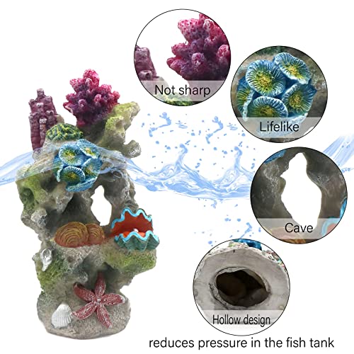 Fish Tank Rocks Resin Artificial Coral Inserts Decor Shell Ornaments Reef Aquarium Coral Decoration For Betta Fish Tank Fish To Sleep Rest Hide Play #TOP3
