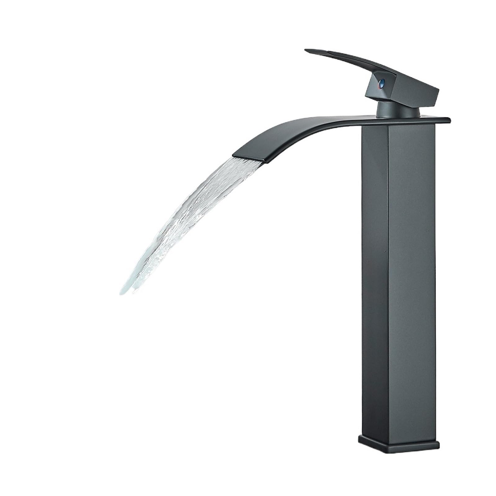 Grifo de lavabo en cascada monomando para agua fría y caliente con acabado negro antihuellas