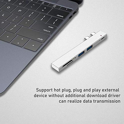 Dual Usb-C Multi-Port Hub Docking Station Hub Card Reader Sd Tf Usb3.0 Pd Fast Charge Can Be Used For Various Computers Grey #TOP1