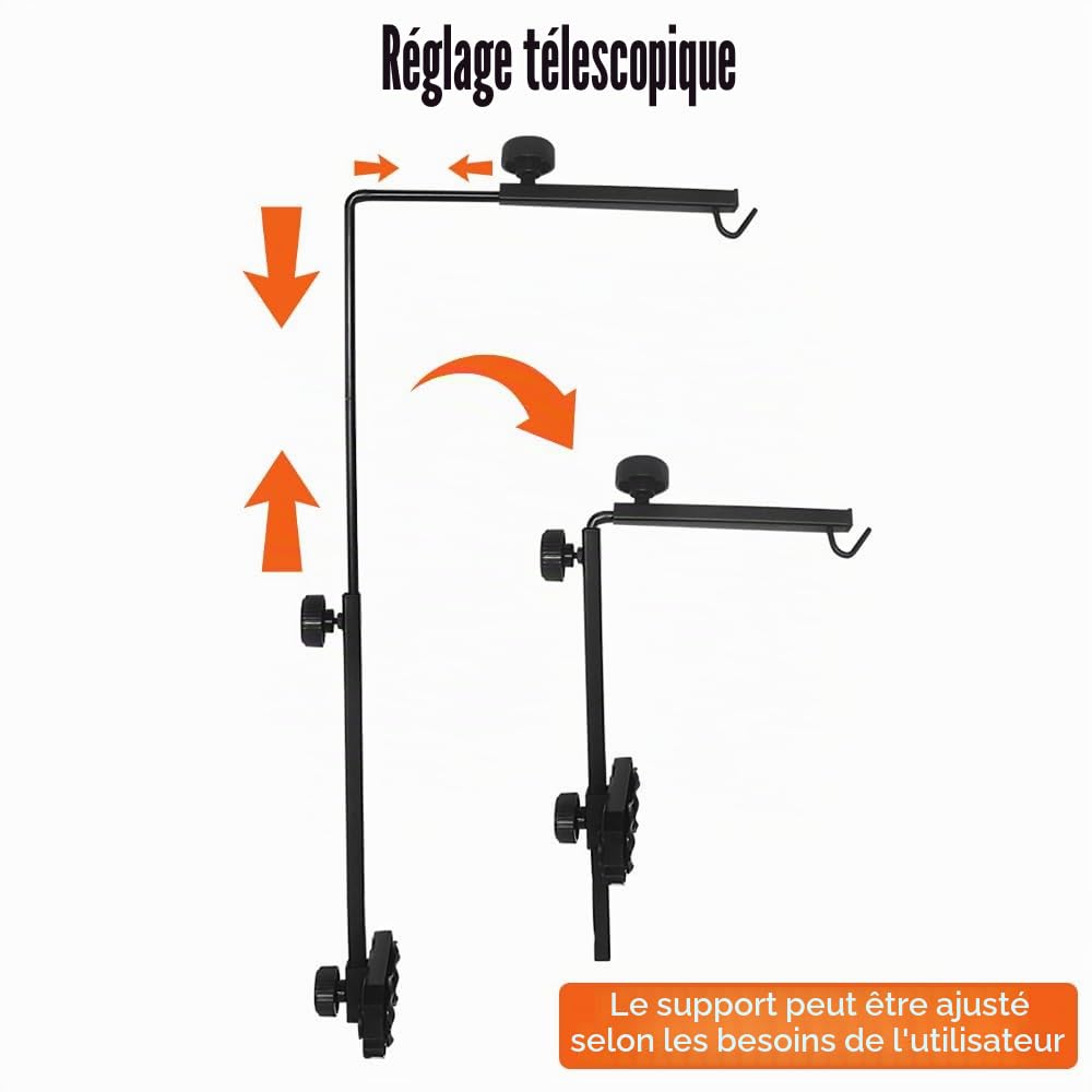 Support D'éclairage pour Reptiles,Support D'éclairage avec Hauteur Réglable de 15,9" a 27,6" et Largeur de 9,1" a 11,2",Support D'éclairage au Sol pour Tortues,Table en Verre,Aquarium,Terrarium