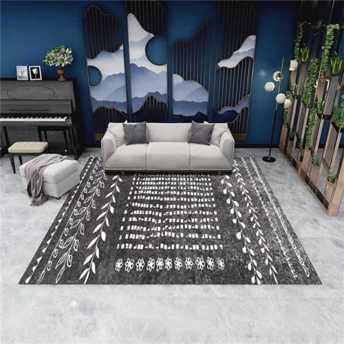 Grand tapis de sol salon gris foncé 180x250cm rectangulaire imprimé - 2