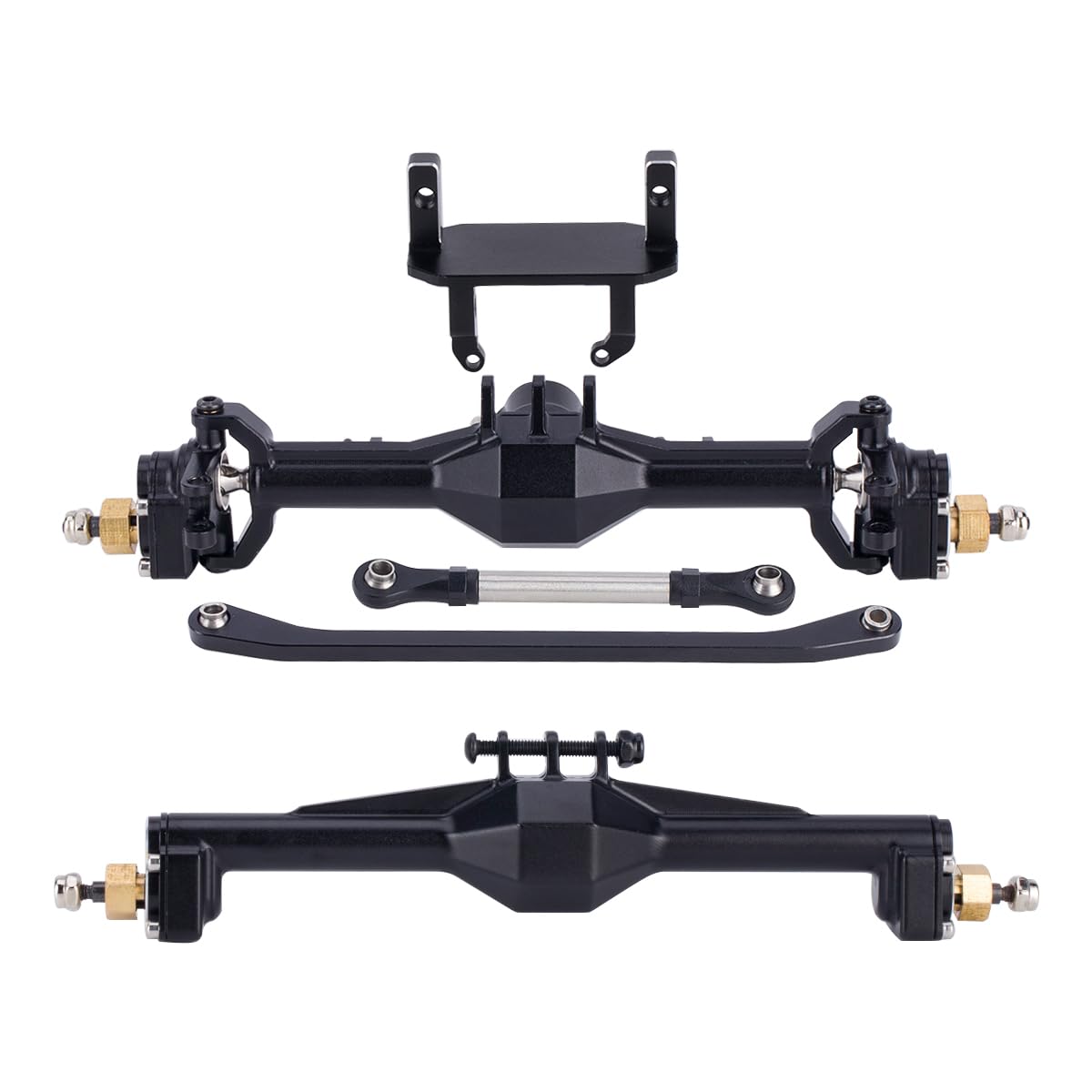 +10mm Diamond CNC Portal Axles with Lay Down Servo Mount & Links for 1/18 RC Crawler TRX4M Axle Upgrade Parts (Black-1Set)