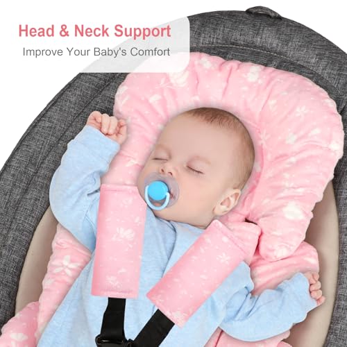 Image of Infant Car Seat Insert, Ultra-Soft Newborn Car Seat Insert, Perfect for Car Seat, Stroller, Swing, Pink