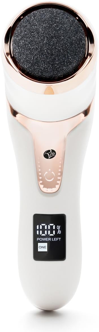 Rio Go Smooth Electric Foot File Hard Skin Remover with Vacuum Action, Professional Spa Pedi Callus Remover for Dead Skin or Dry Skin, USB Rechargeable with 3 Coarse Grit Heads & IPX6 Water Resistant