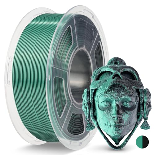 JAYO Silk Dual Color PLA Filament 1.75mm Black-Green 1.1kg, Shiny Gradient Dual-Tone PLA, High Gloss Finish, Easy to Print, Layer Concealing, Fits for Most FDM 3D Printers