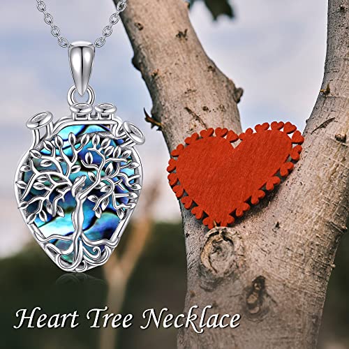 Image of ONEFINITY Anatomical Heart Necklace Sterling Silver Tree of Life Anatomical Heart Necklace Heart Disease Awareness Jewelry Gift for Cardiologist Doctor Nurse