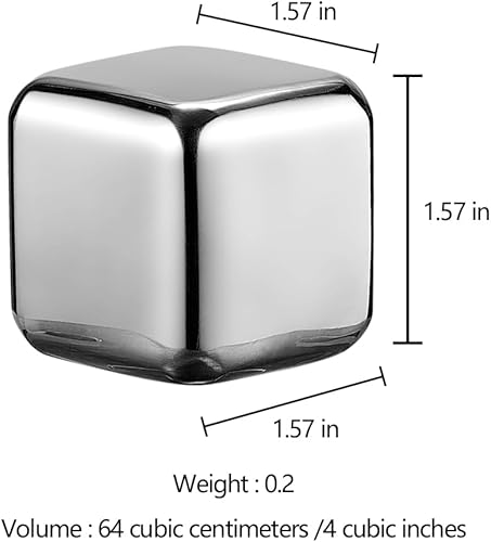 Miniatura 2 de Juego de 2 piedras de whisky grandes de 64 cm (4 cu in)  Juego de regalo para hombre  Cubos de esferas de hielo de metal reutilizables de acero