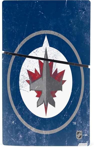 Skinit Decal Gaming Skin Compatible with PS5 Slim Digital Edition Bundle - Officially Licensed NHL Winnipeg Jets Distressed Logo Design